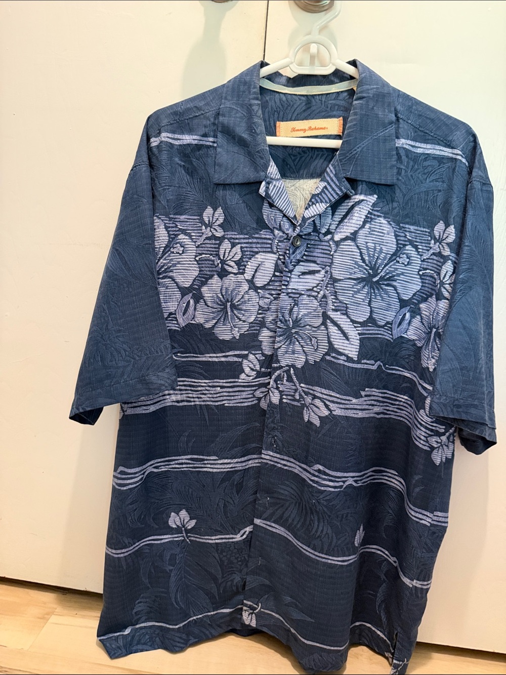 Tommy Bahama Navy Blue Floral Camp Shirt